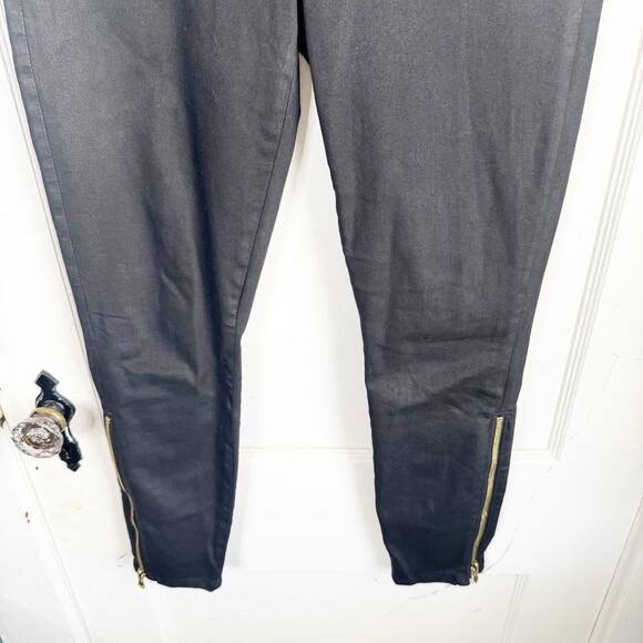 L’AGENCE Sabine Skinny High Waisted Coated Cropped Jeans Noir Ankle Zipper 28 - Picture 6 of 15